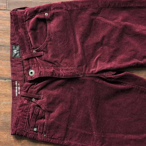 AG Adriano Goldschmied Burgundy Velour The Stevie Ankle Pants - Women's 26 - Picture 2 of 8
